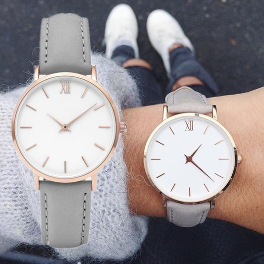 Montres pour femmes en cuir, montre à quartz pour dames.