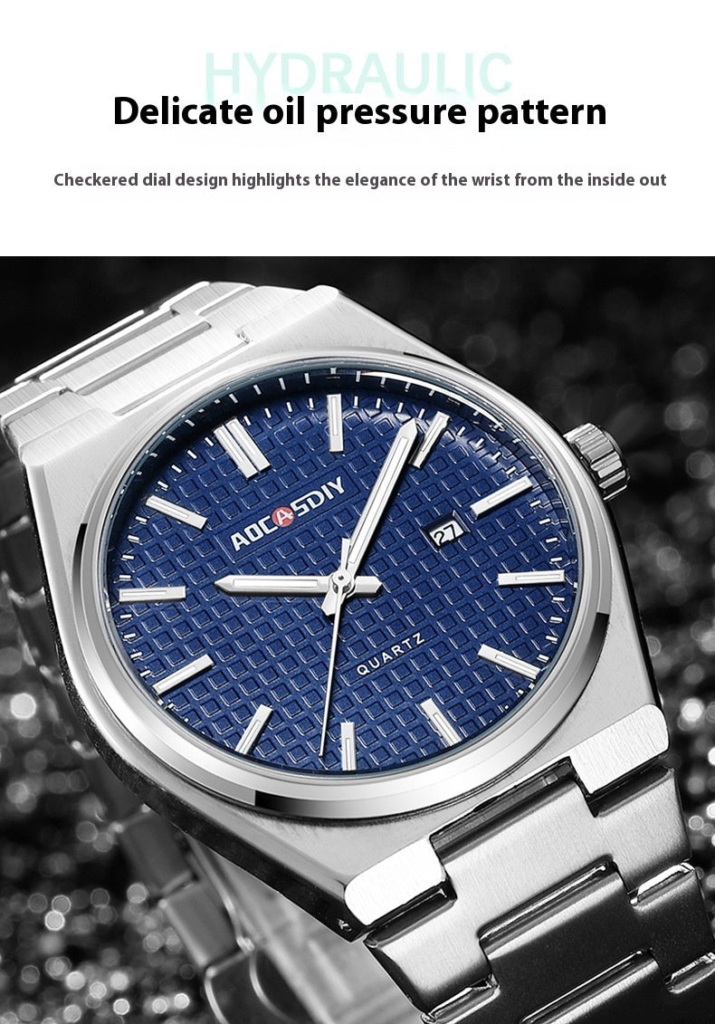 Nouvelle montre pour hommes, en acier, à quartz, étanche, avec affichage lumineux