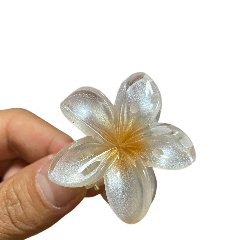 4CM Plumeria Rubra Grip Flower Barrettes Femelle - Ivory Deals Market