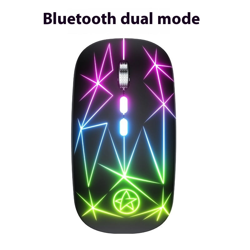 Souris Bluetooth sans fil double mode jeu de charge lumineux Rouleau métallique à 5 touches de bureau - Ivory Deals Market