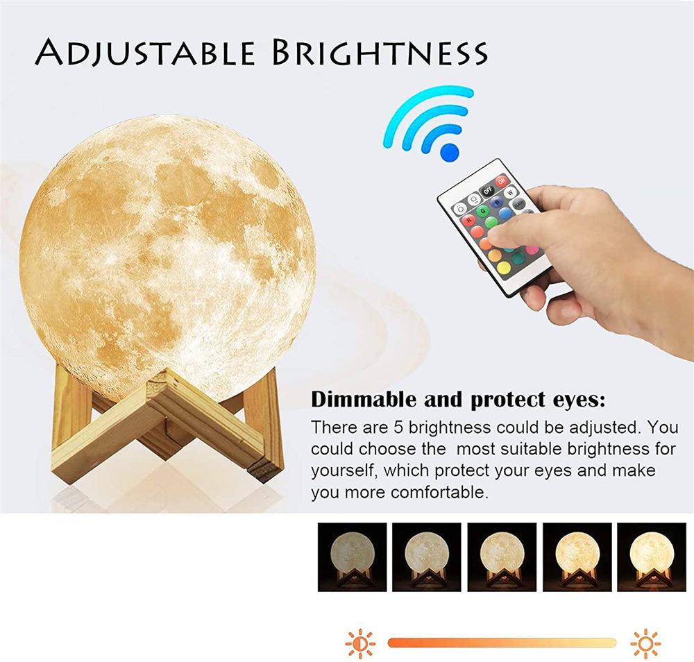 Veilleuses LED Lampe de lune Impression 3D Clair de lune Temporisé Dimmable Rechargeable Table de chevet Lampe de bureau Veilleuse Leds pour enfants