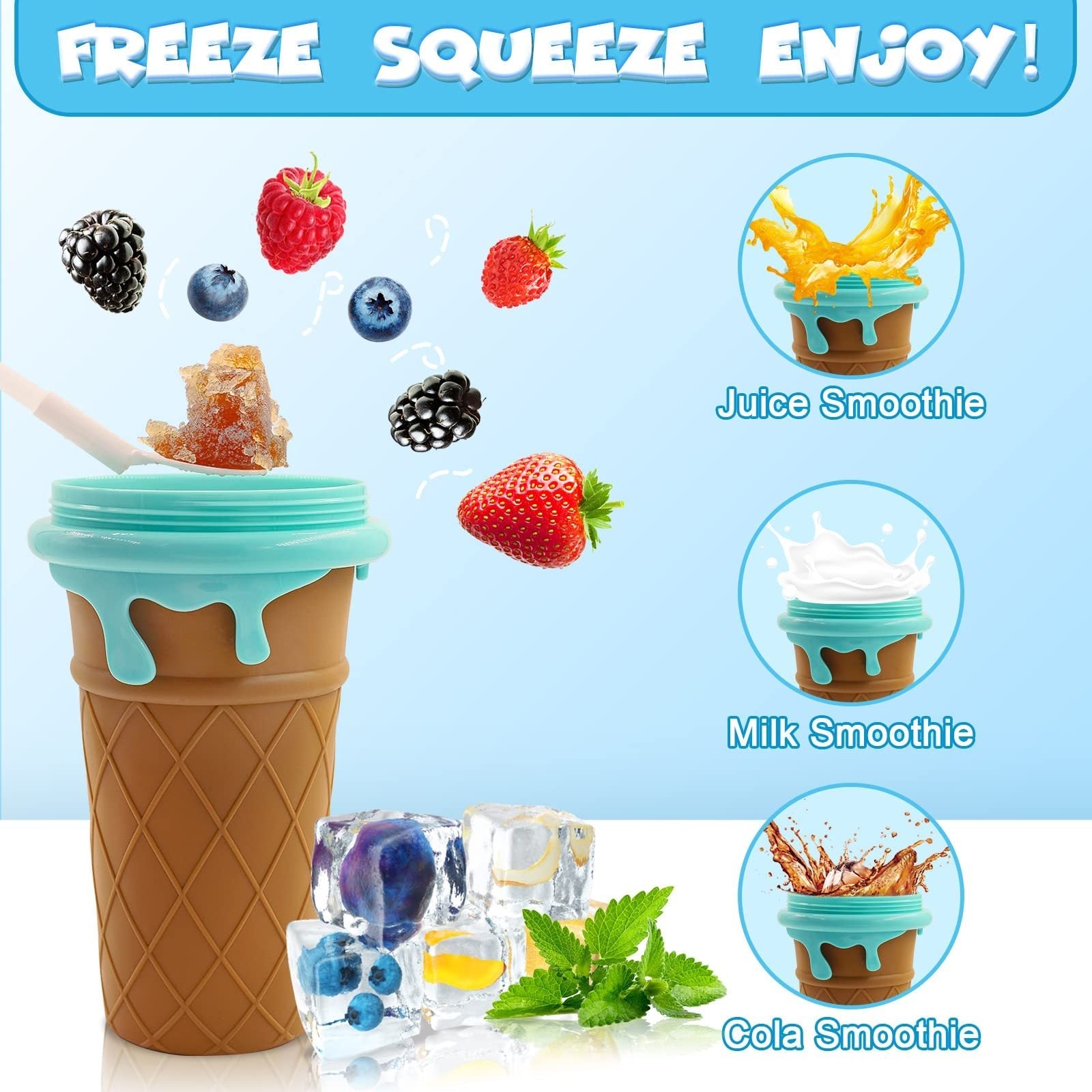 500ml grande capacité Slushy Cup Été Squeeze Bouteille d’eau de jus maison Smoothie surgelé rapide Coupe de sable Pincée Refroidissement rapide Magic Ice Cream Slushy Maker Beker Kitchen Gadgets - Ivory Deals Market