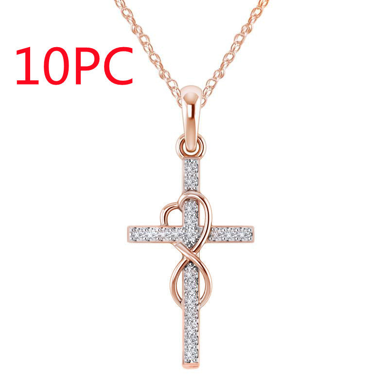 Pendentif en alliage avec diamant et croix à huit caractères - Ivory Deals Market