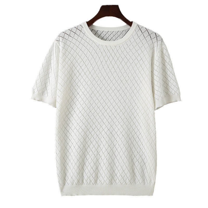 T-shirt en coton à manches courtes et col montant pour homme