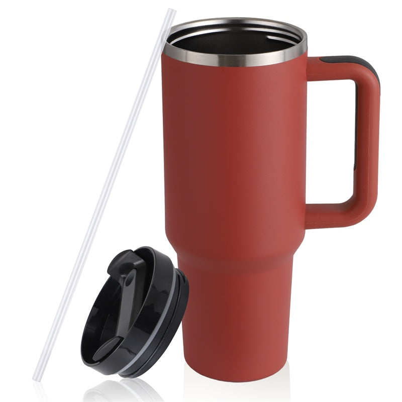 Tasse de café portable de 40 onces avec poignée, bouteille d'eau en acier inoxydable pour voiture, grande capacité, sans bisphénol A.