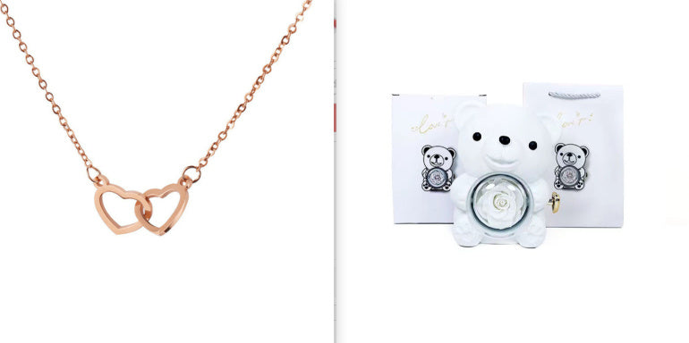 Collier en acier inoxydable miroir avec pendentif double anneau en titane, pour le cou.