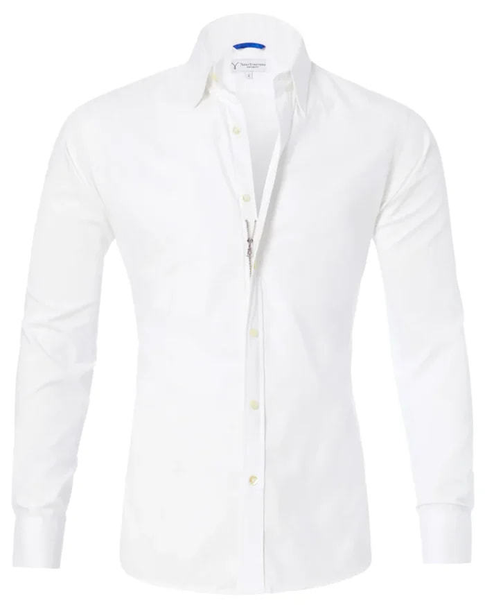 Chemise à manches longues avec fermeture éclair et design de boutons, élégante pour les vêtements pour hommes.