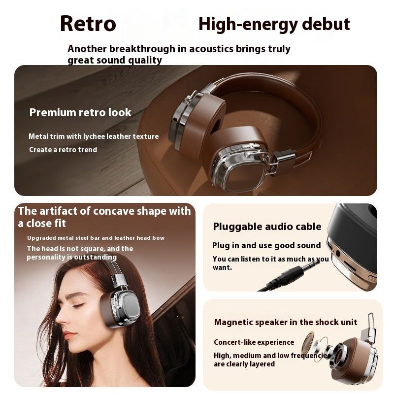 5.3 Bluetooth sans fil rétro, casque dynamique bass Boost monté sur la tête - Ivory Deals Market