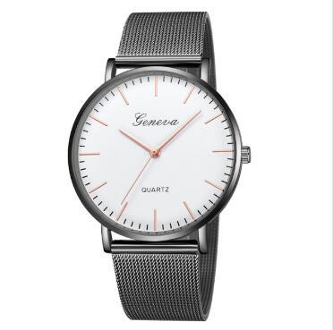 Montres décontractées pour femmes et hommes, montres-bracelets en acier inoxydable classiques GENEVA pour femmes