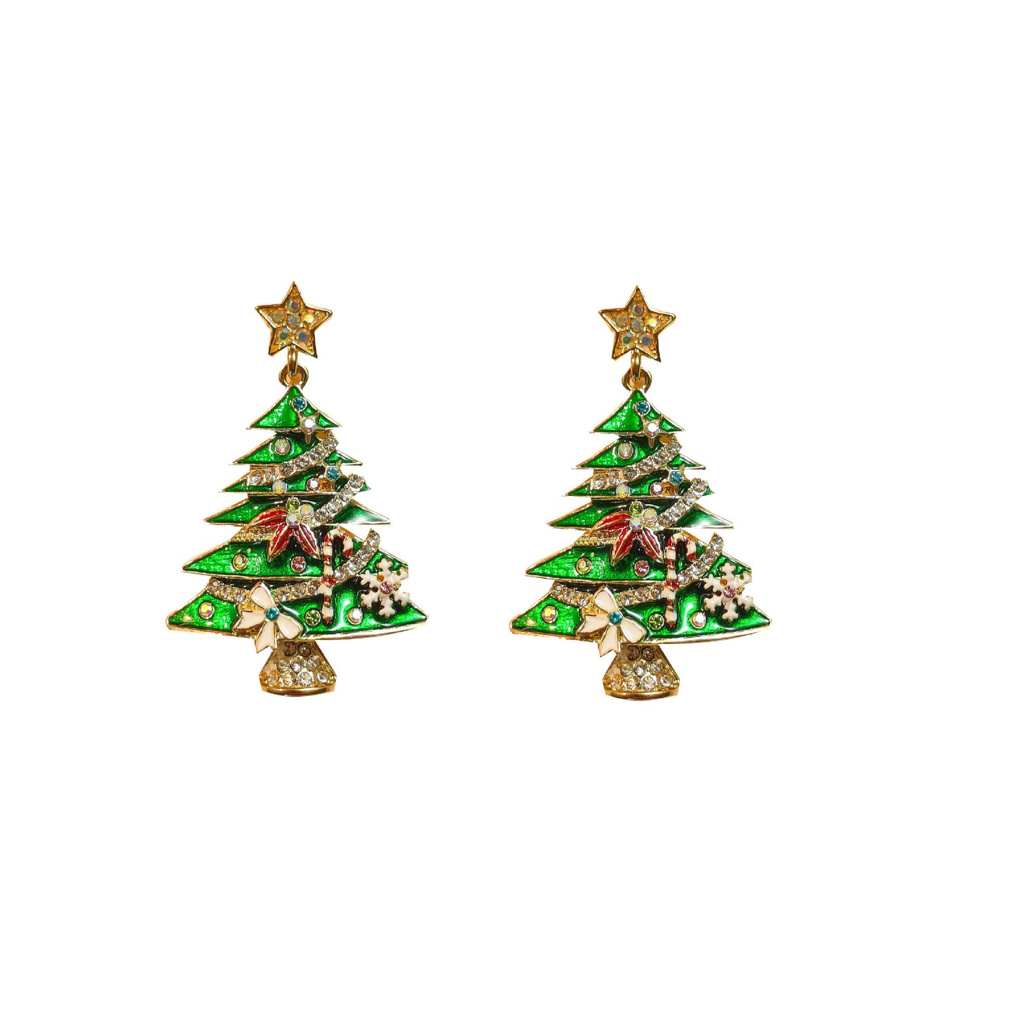 Broche en forme d'arbre de Noël en diamant, boucles d'oreilles créatives en forme d'arbre de Noël pour femmes.