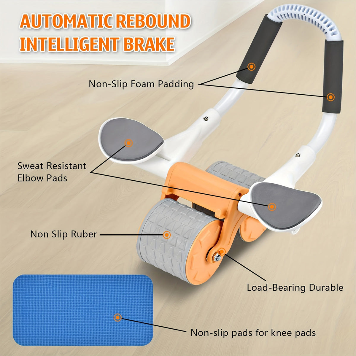 Support de coude Roue abdominale de rebond automatique Roue Ab Rouleau pour exercice abdominal Machine Abs Équipement d'entraînement,de Dolly Renforcement Training Fitness Ventre Soutien automatique Rebond A - Ivory Deals Market