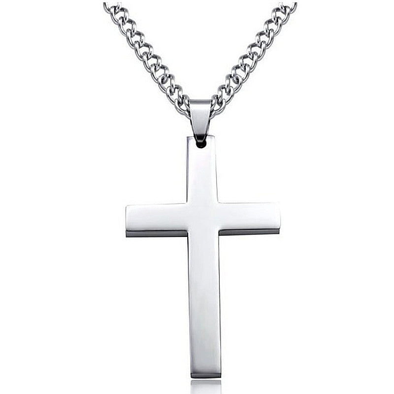 Titane acier simple croix collier - Ivory Deals Market