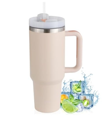 Tasse de café portable de 40 onces avec poignée, bouteille d'eau en acier inoxydable pour voiture, grande capacité, sans bisphénol A.