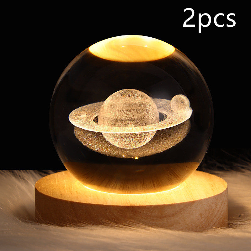 Lampe de table à boule de cristal galaxie avec lumière LED, lampe de lune 3D pour la chambre, la décoration de la maison, les fêtes d'enfants et les cadeaux d'anniversaire. - Ivory Deals Market