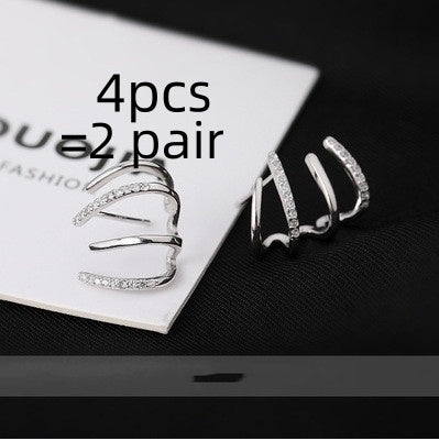 S925 Argent Aiguille Quatre-prong Zircon Incrusté Boucles D'oreilles - Ivory Deals Market