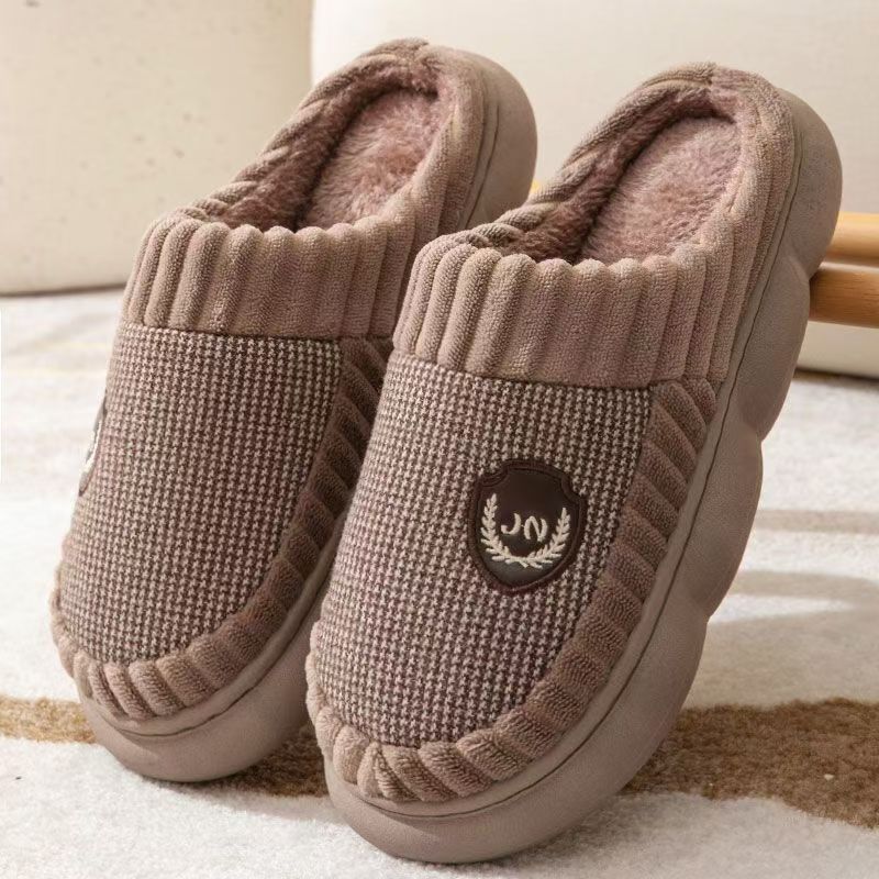 Plus Taille Colorblock Peluche Pantoufles Pour Femmes Hommes Hiver Chaud Maison Pantoufle Intérieur Semelle Épaisse Polaire Chaussures Couple