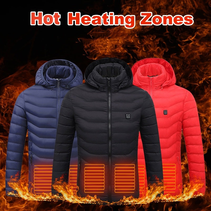 Nouveau manteau de veste chauffante USB veste électrique Manteau en coton chauffage Vêtements thermiques Gilet chauffant Vêtements pour hommes Vêtements d’hiver