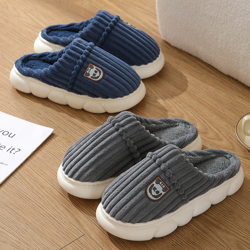 Pantoufles d’hiver en velours côtelé Maison Chambre Sol Chaussures En Peluche Mode Couleur Unie Pantoufles Antidérapantes Pour Femmes Hommes