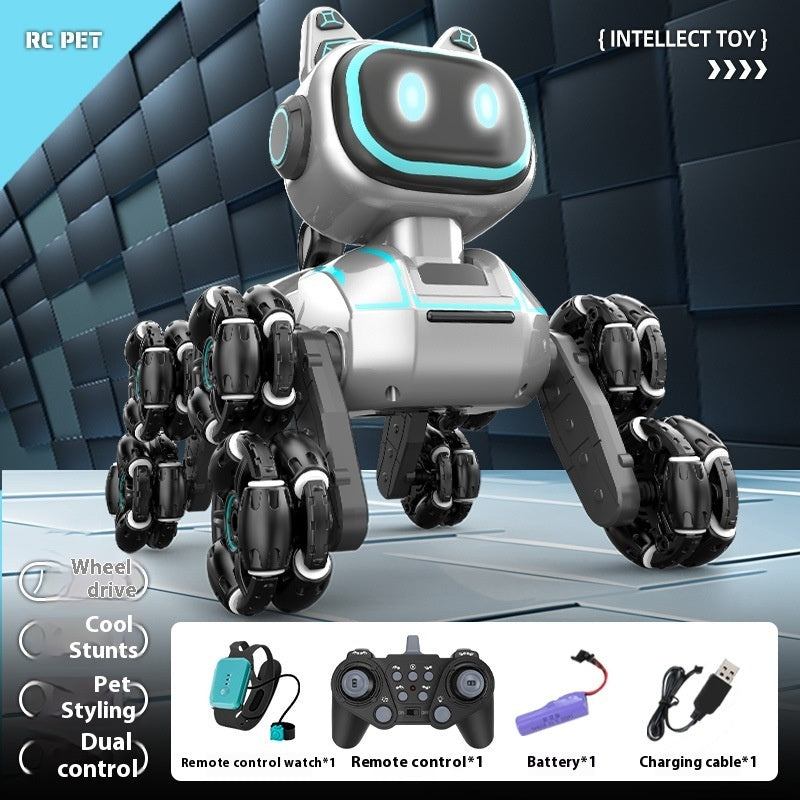 Jouet éducatif pour enfants, chien robot télécommandé à musique légère et rechargeable.