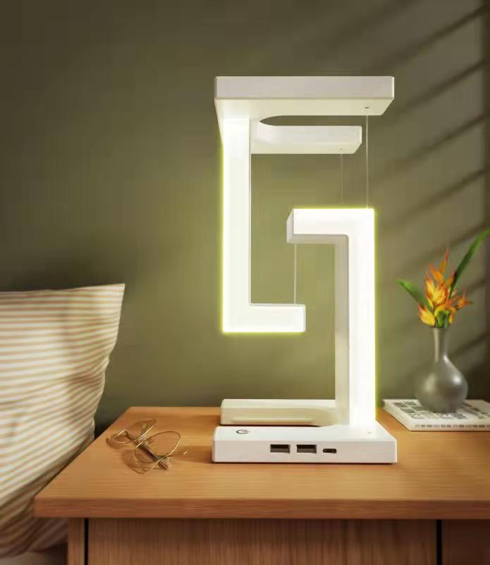 Smartphone créatif sans fil charge suspension lampe de table lampe d’équilibre flottant pour la maison chambre à coucher