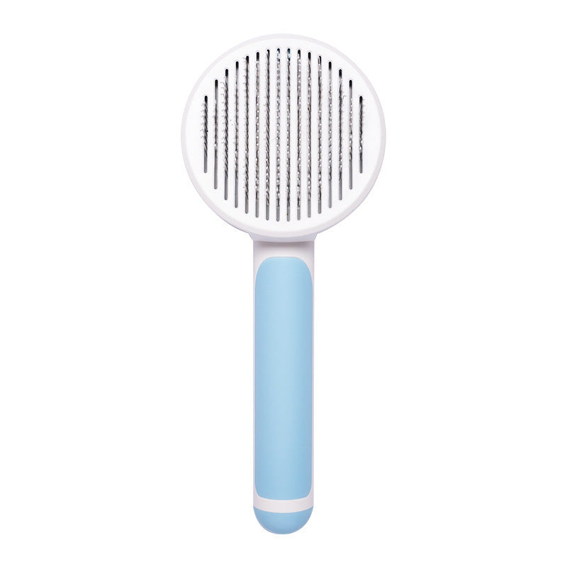 Nouvelle brosse pour chat domestique très demandée, peigne en acier à main avec système d'auto-nettoyage pour enlever les poils.