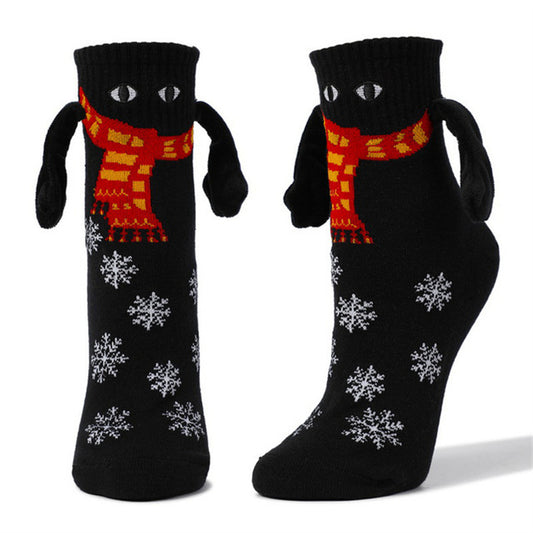 Couple Poignée Magnétique Mignon Main Chaussettes Noël