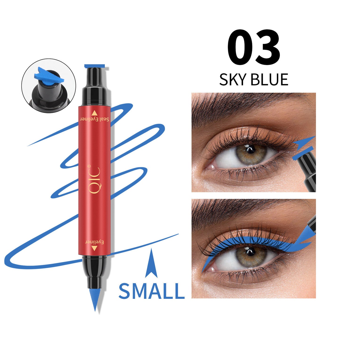 Stylo eyeliner double embout étanche et résistant à la transpiration.