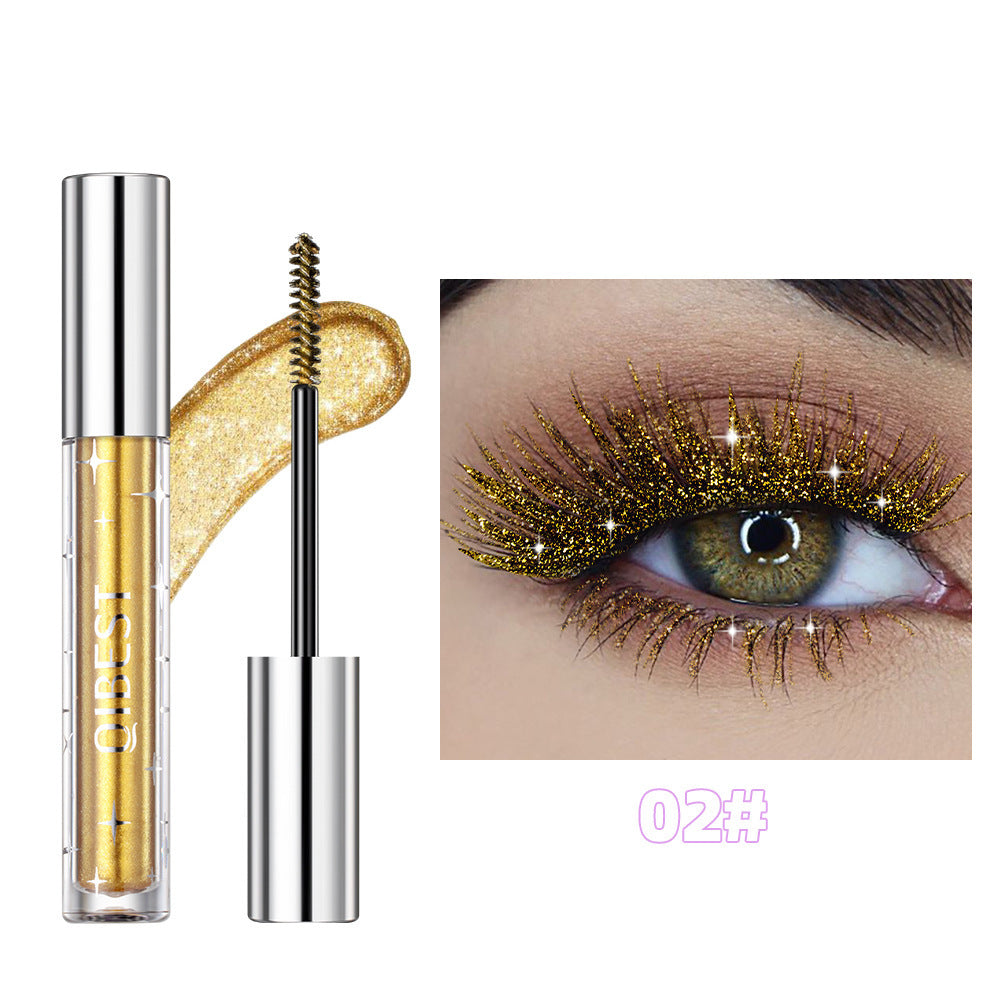 Mascara à paillettes violettes, mascara diamant, extension de cils épais et brillants, maquillage waterproof, séchage rapide, sequins pour les yeux noirs.