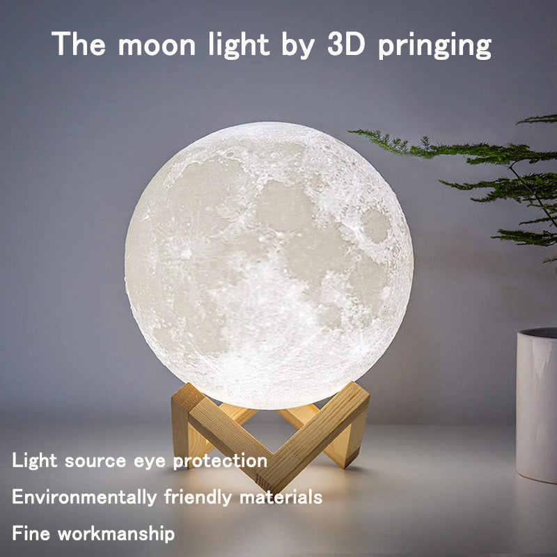 Veilleuses LED Lampe de lune Impression 3D Clair de lune Temporisé Dimmable Rechargeable Table de chevet Lampe de bureau Veilleuse Leds pour enfants