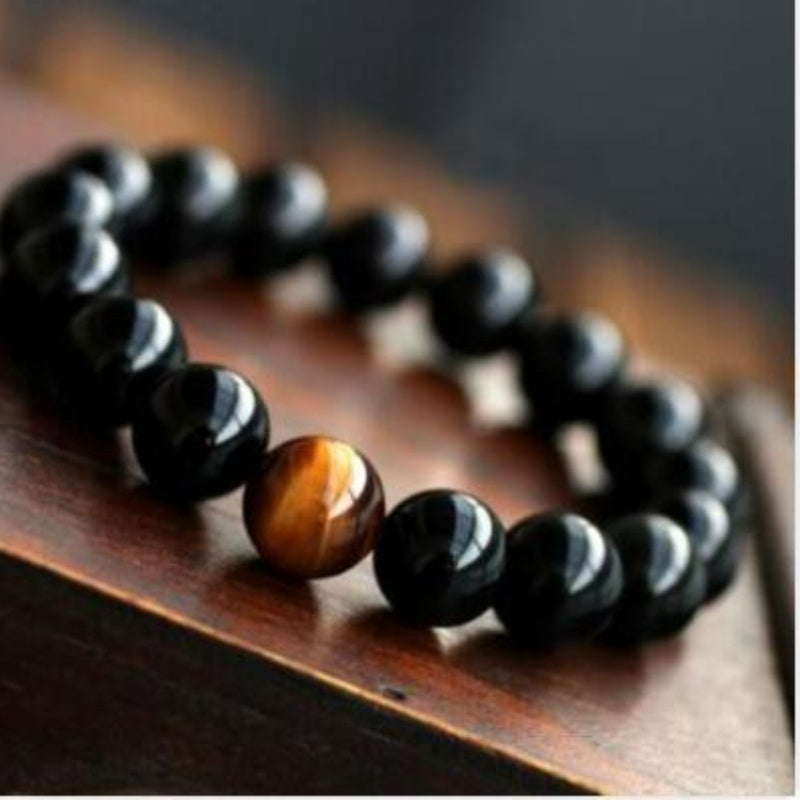 Naturel noir Onyx avec pierre oeil de tigre perles bracelet pour hommes bijoux 12 constellation Lovers Bilan Énergétique bracelet - Ivory Deals Market