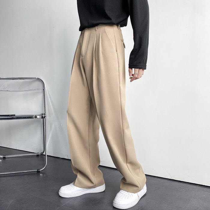 Pantalon de costume à drapé fin style Hong Kong pour hommes