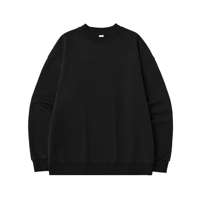 Pull pour homme à col rond en molleton simple doublé de polaire, ample et décontracté