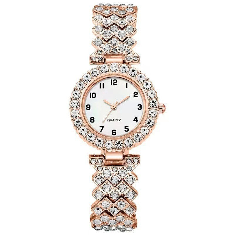 Ensemble de bijoux de mode 2 pièces : montre de luxe pour femmes avec bracelet en argent, montre à quartz pour dames et bracelet en alliage. Cadeau idéal pour les femmes.