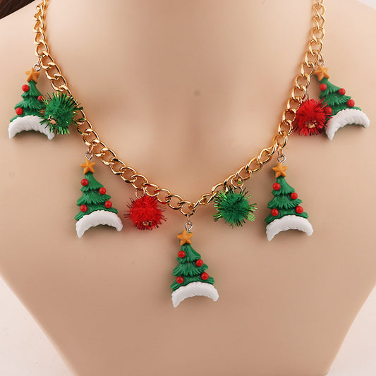 Nouvelle cloche d'arbre de Noël collier père noël collier créatif personnalisé pendentif chaîne de clavicule bijoux pour femmes