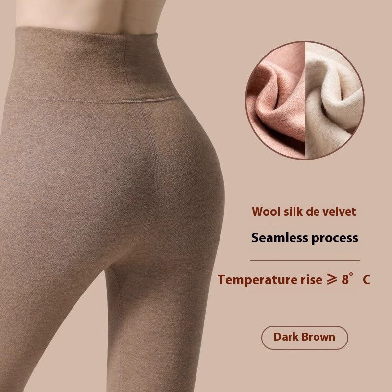 Leggings d'hiver en cachemire, pantalons serrés en velours plus, mode taille haute ajustée pour femmes.