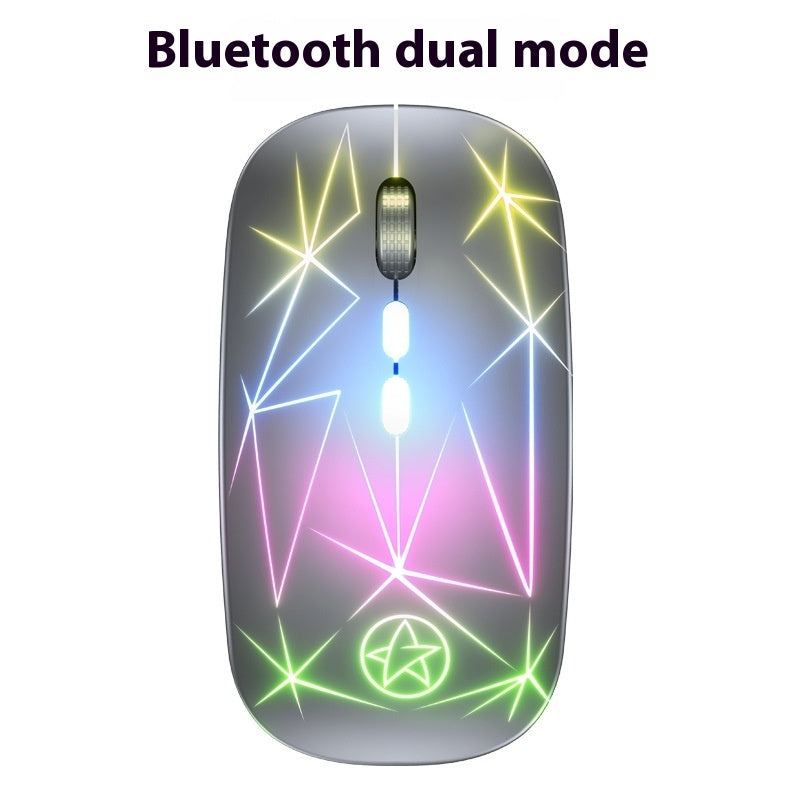 Souris Bluetooth sans fil double mode jeu de charge lumineux Rouleau métallique à 5 touches de bureau - Ivory Deals Market