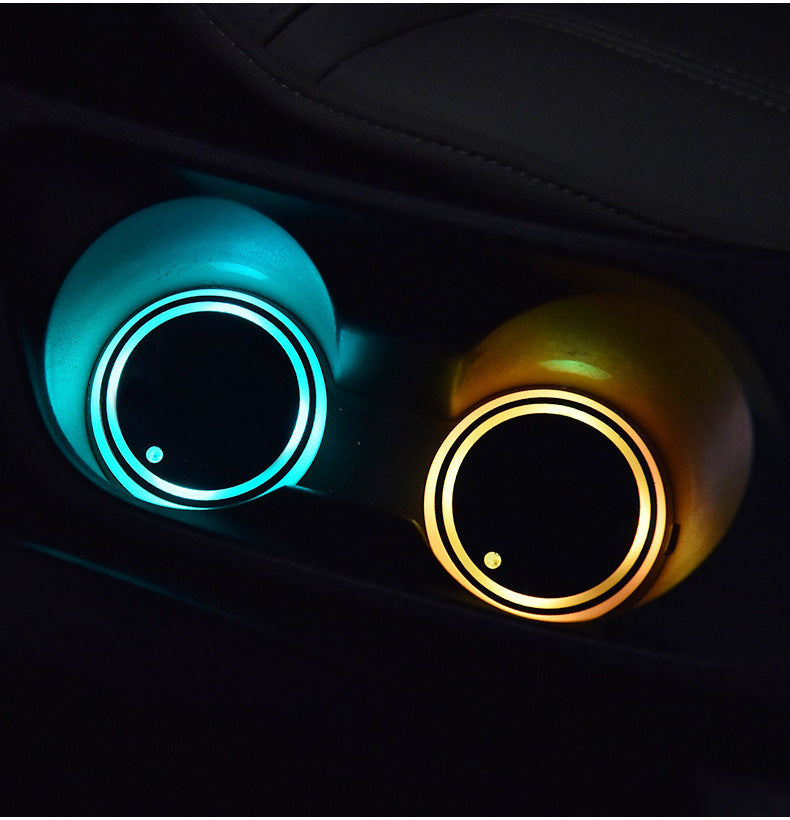 Porte-gobelet coloré avec éclairage LED, rechargeable solaire et USB, antidérapant, pour voiture Luminosité ambiante automatique