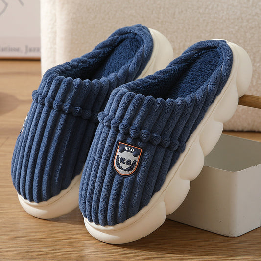 Pantoufles d’hiver en velours côtelé Maison Chambre Sol Chaussures En Peluche Mode Couleur Unie Pantoufles Antidérapantes Pour Femmes Hommes