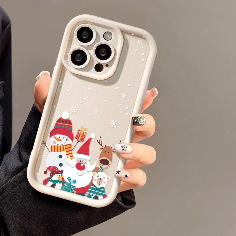 Coque de téléphone mignonne avec motif de Noël avancé en silicone souple et antichoc.