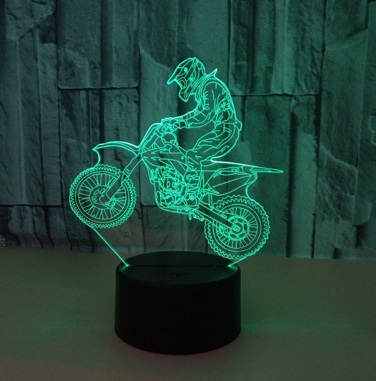 Nouvelle lampe de moto en 3D, sept couleurs, lampe visuelle stéréoscopique à LED, changement progressif, lampe de bureau 3D avec télécommande tactile - Ivory Deals Market