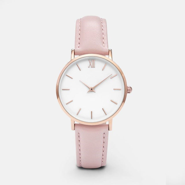 Montres pour femmes en cuir, montre à quartz pour dames.