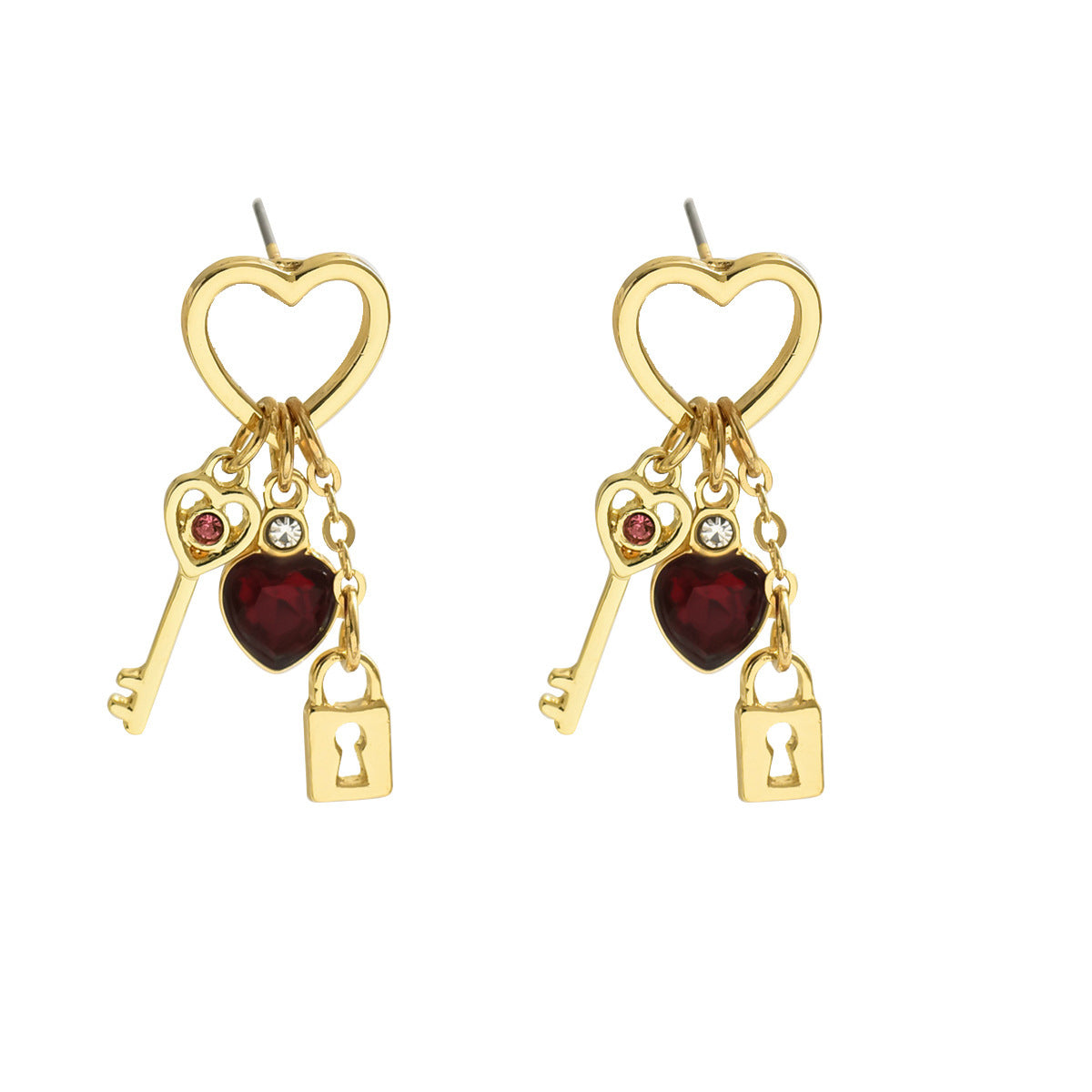 Cadeau de la Saint-Valentin Boucles d'oreilles de luxe en forme de cœur avec série de verrou en strass, boucles d'oreilles en forme de diamant à intérêt spécial pour femmes.