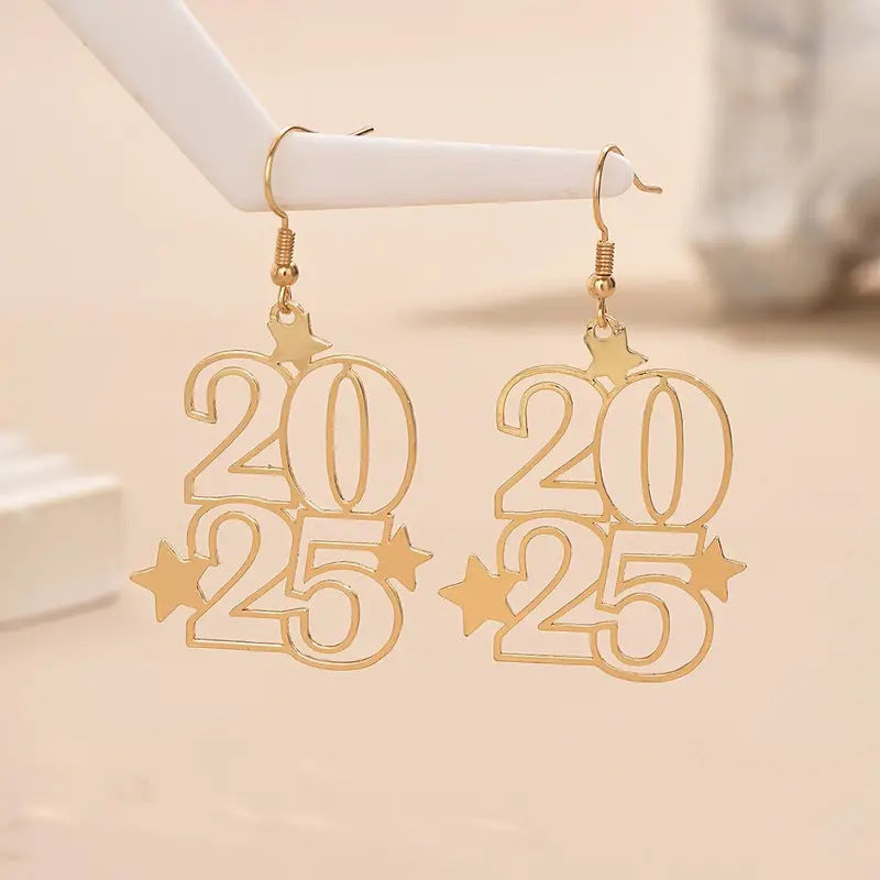 Nouvelles boucles d'oreilles pendantes créatives en nombre d'or 2025 pour femmes, bijoux de mode pour le Nouvel An.