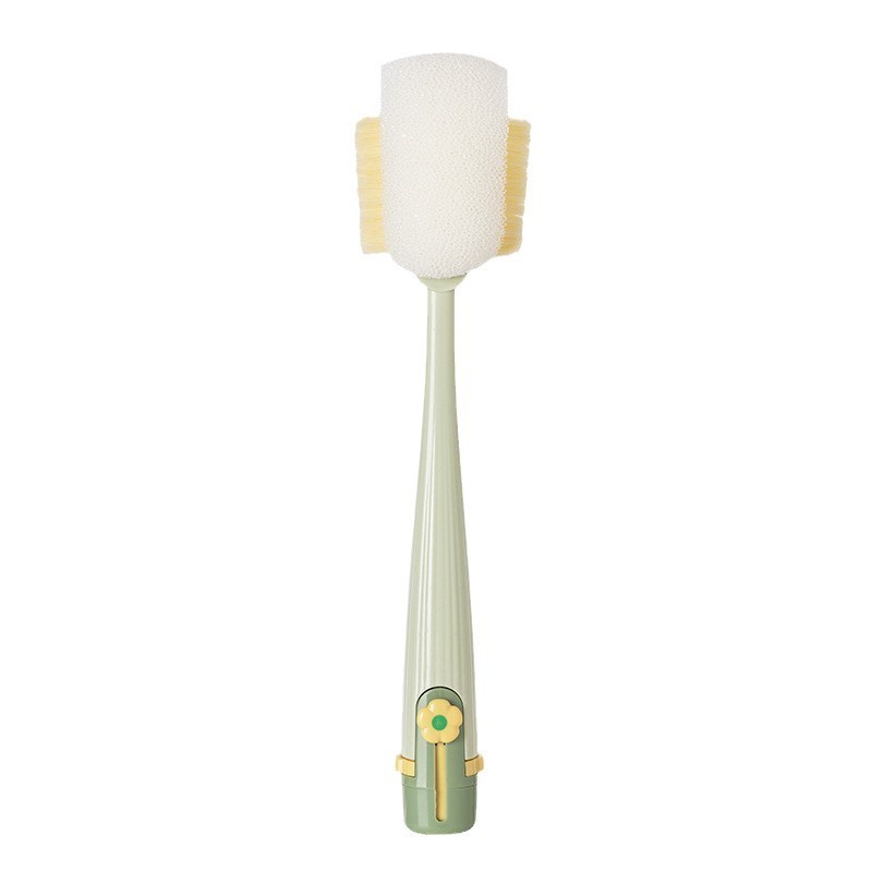 Brosse de nettoyage multifonctionnelle à tête large avec long manche pour laver les tasses trois en un.