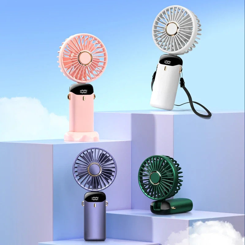 Usb Ventilateur portatif Mini Portable Étudiant Petit Ventilateur Affichage Numérique Pliage Aromathérapie Petit Ventilateur Électrique - Ivory Deals Market