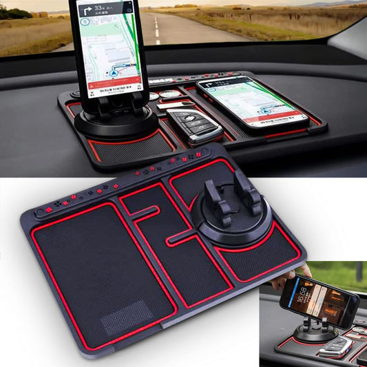 Tapis antidérapant pour téléphone de voiture pour carte de stationnement 4-en-1, support de téléphone auto adhésif pour tableau de bord