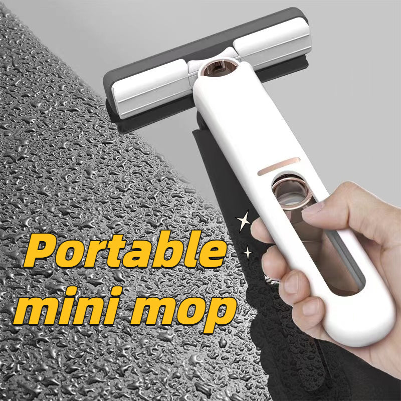 Nouveau portable Self-NSqueeze Mini Vadrouille, Lazy Hand Wash-Free Strong Absorbant Mop Multifonction Portable Squeeze Cleaning Mop Bureau Vitre Nettoyant Cuisine Voiture Éponge Nettoyant Mop Outils de nettoyage à domicile