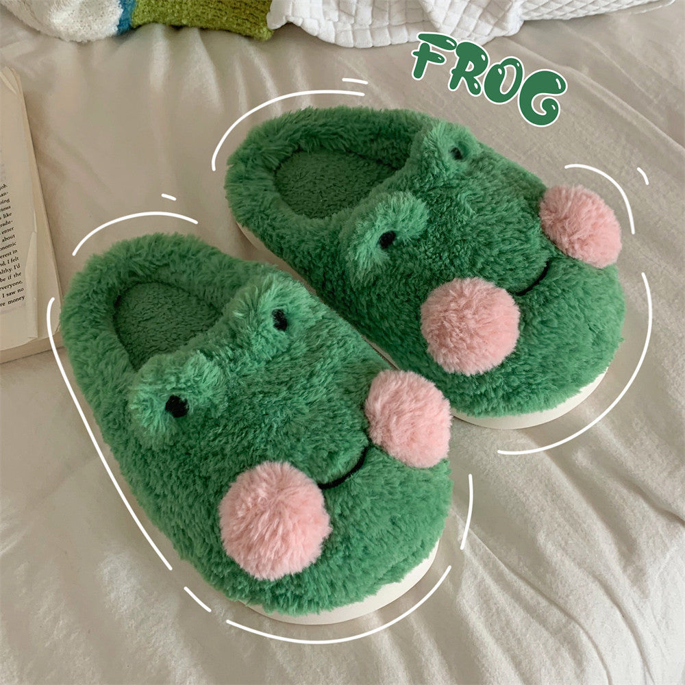 Pantoufles mignons en forme de grenouille pour femmes