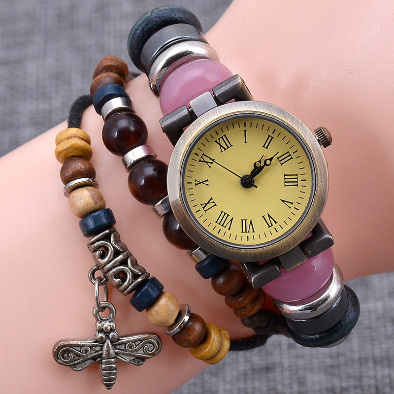 Montre-bracelet artisanale vintage pour femmes, style mode torsadé.