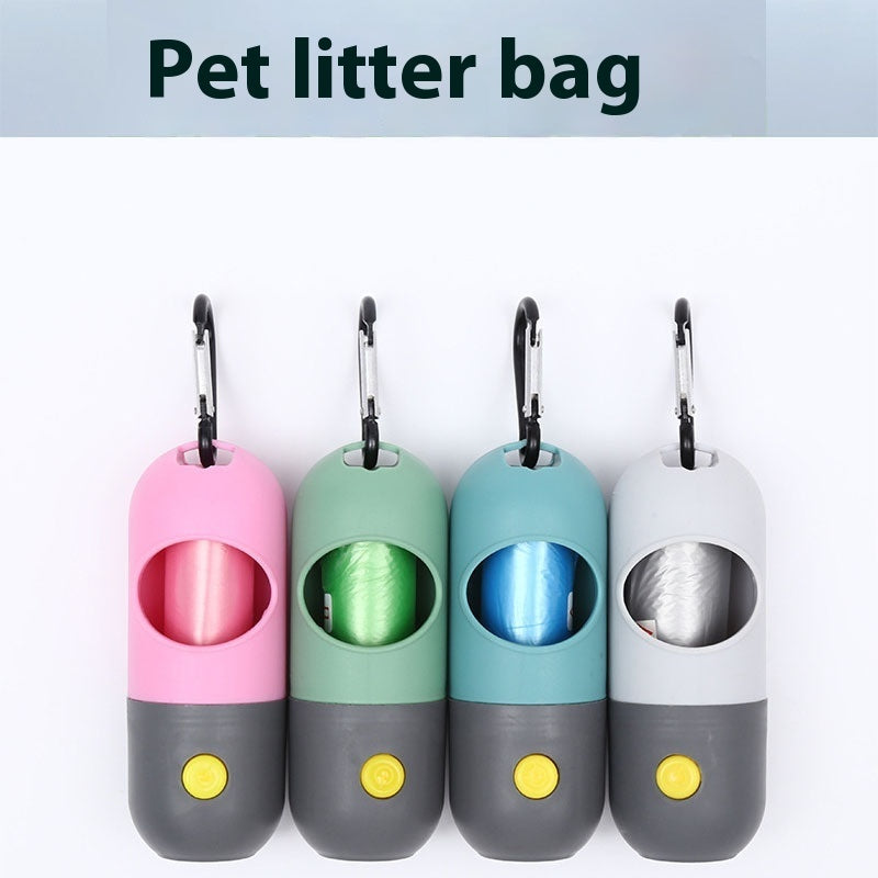 Distributeur de sacs pour déjections canines avec lumière LED pour chiens et chats. Porte-sacs pour ramasser les excréments d'animaux. Accessoires de nettoyage pour animaux de compagnie.